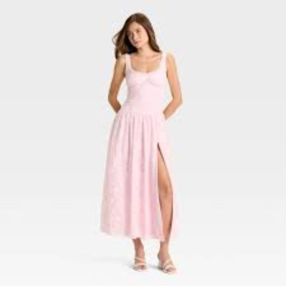 ~Women's Jacquard Tulle Trim Maxi A-Line Dress - Wild Fable Powder Pink~XL~NWT's - Picture 1 of 1